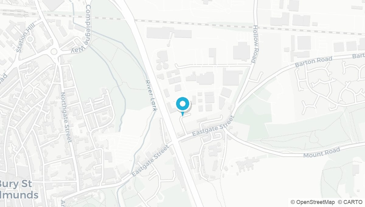 Map showing location of Bury St Edmunds IP32 clinic
