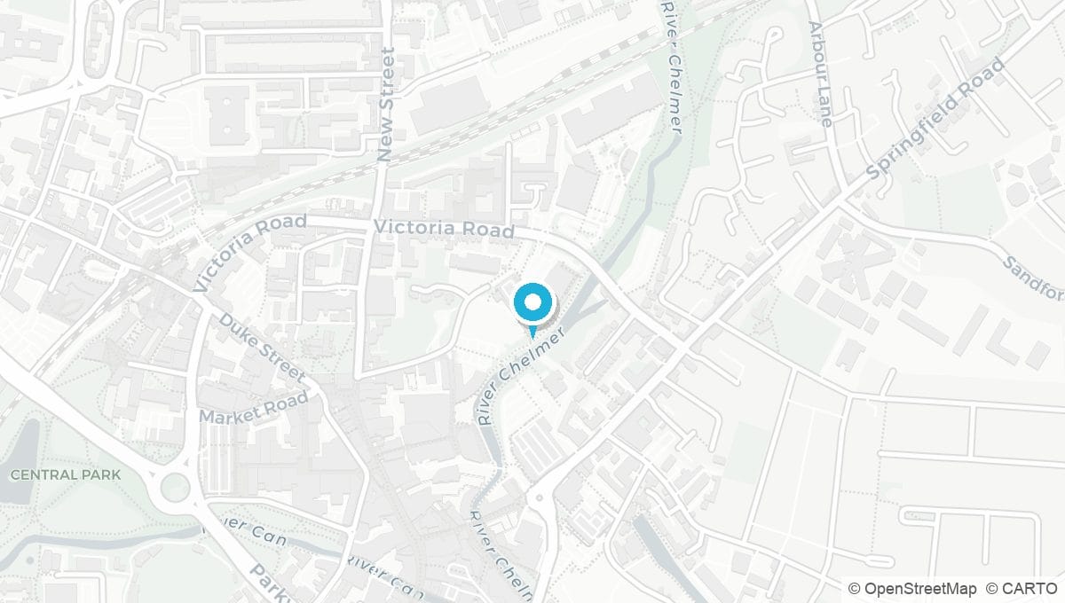 Map showing location of Chelmsford CM1 clinic