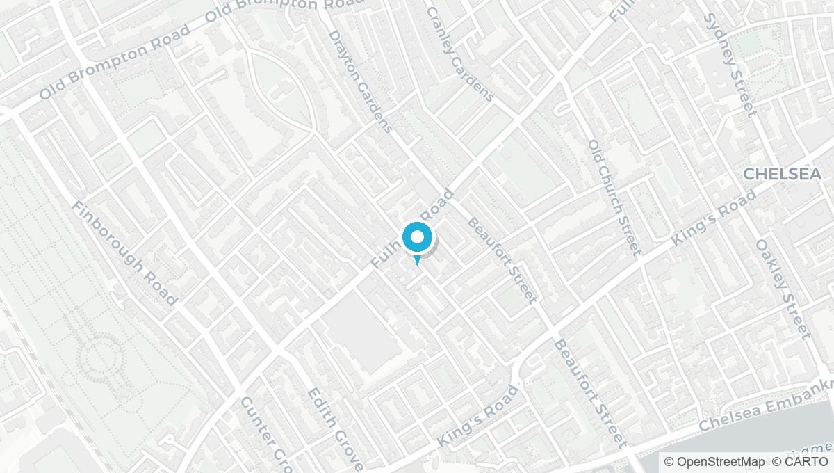Map showing location of Chelsea SW10 clinic