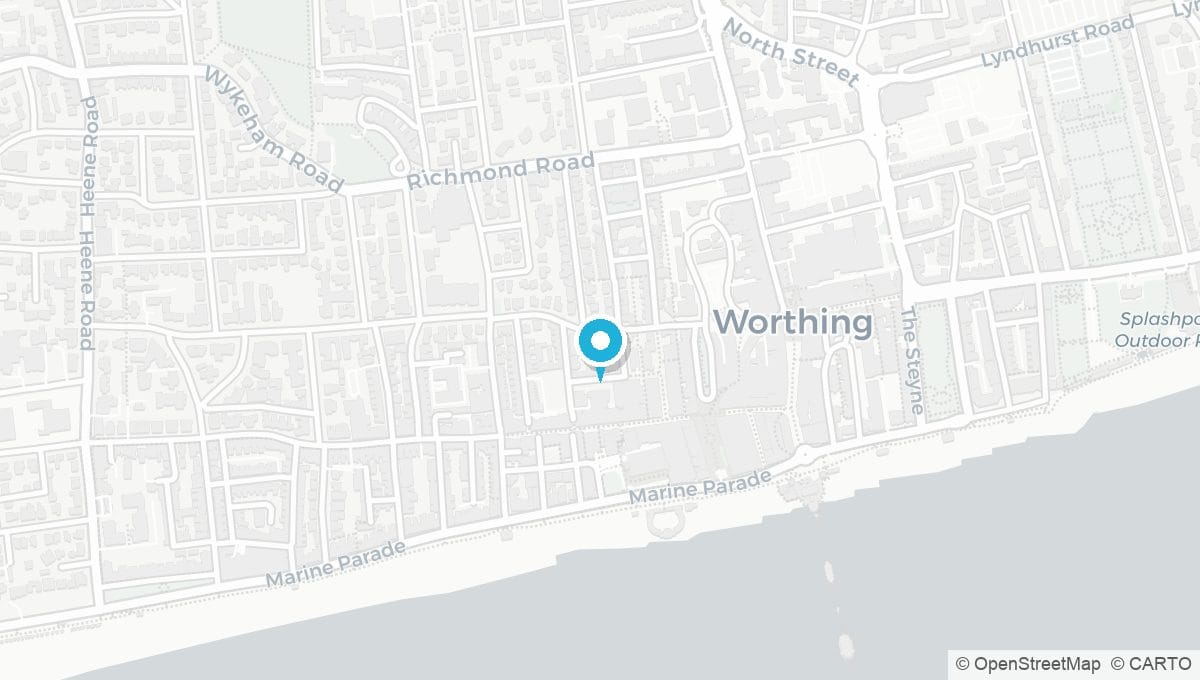Map showing location of Worthing BN11 clinic
