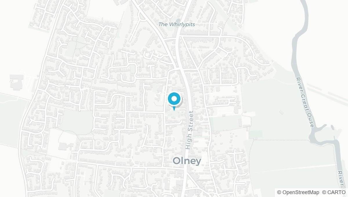 Map showing the location of Olney MK46 Clinic